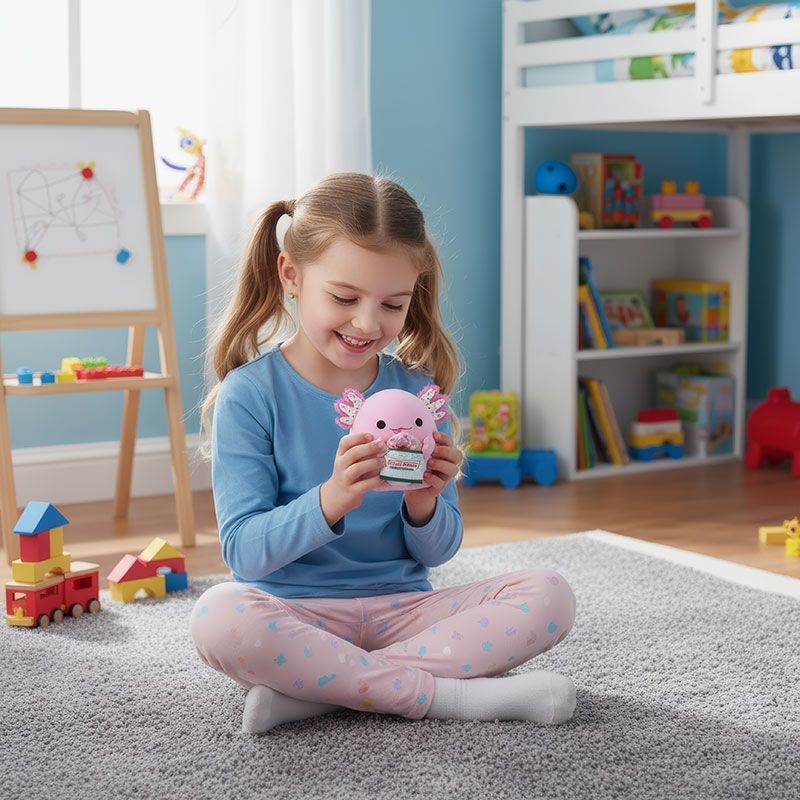 Snackles Blind Box Pliškoti (13cm) v rokah otroka