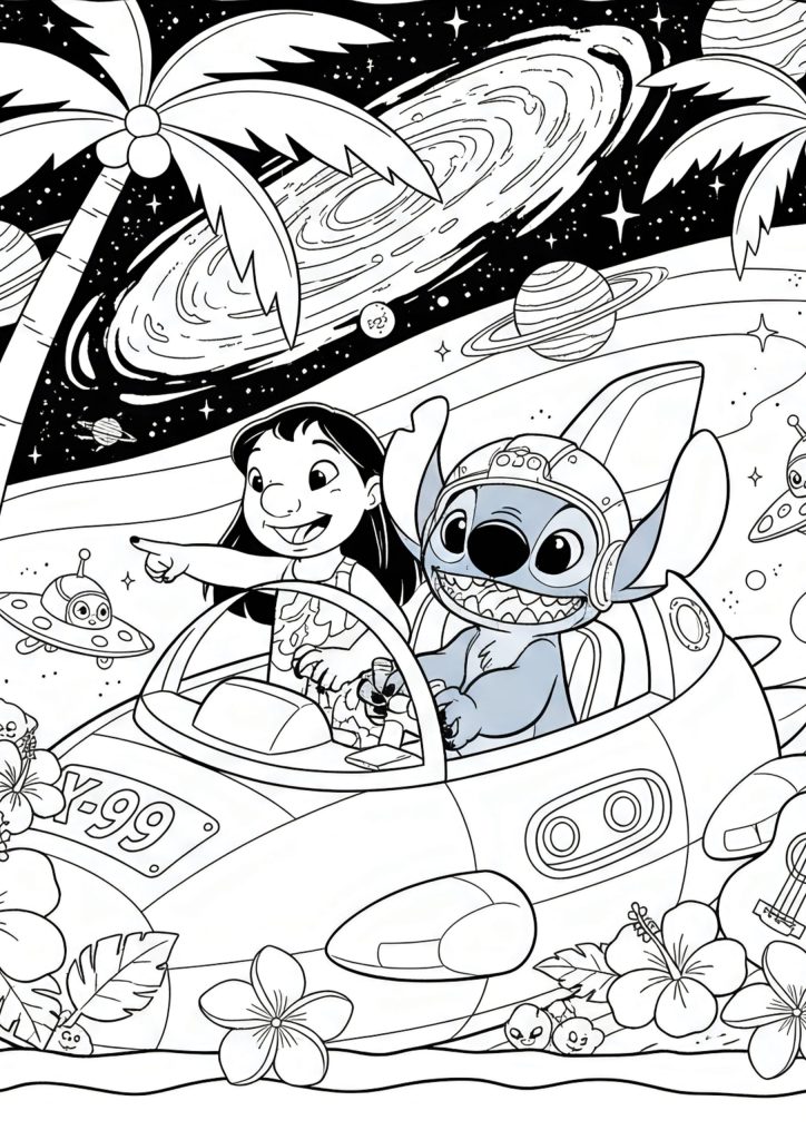 Lilo & Stitch Pobarvanka Vesolje