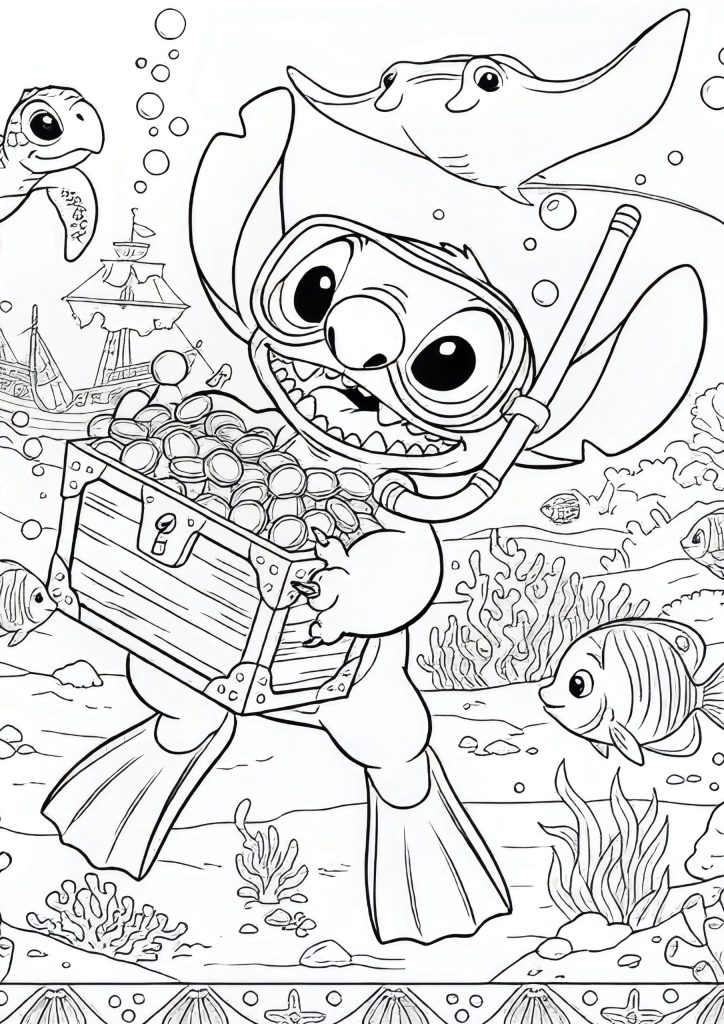 Pobarvanka stitch podvodno raziskovanje atlantide