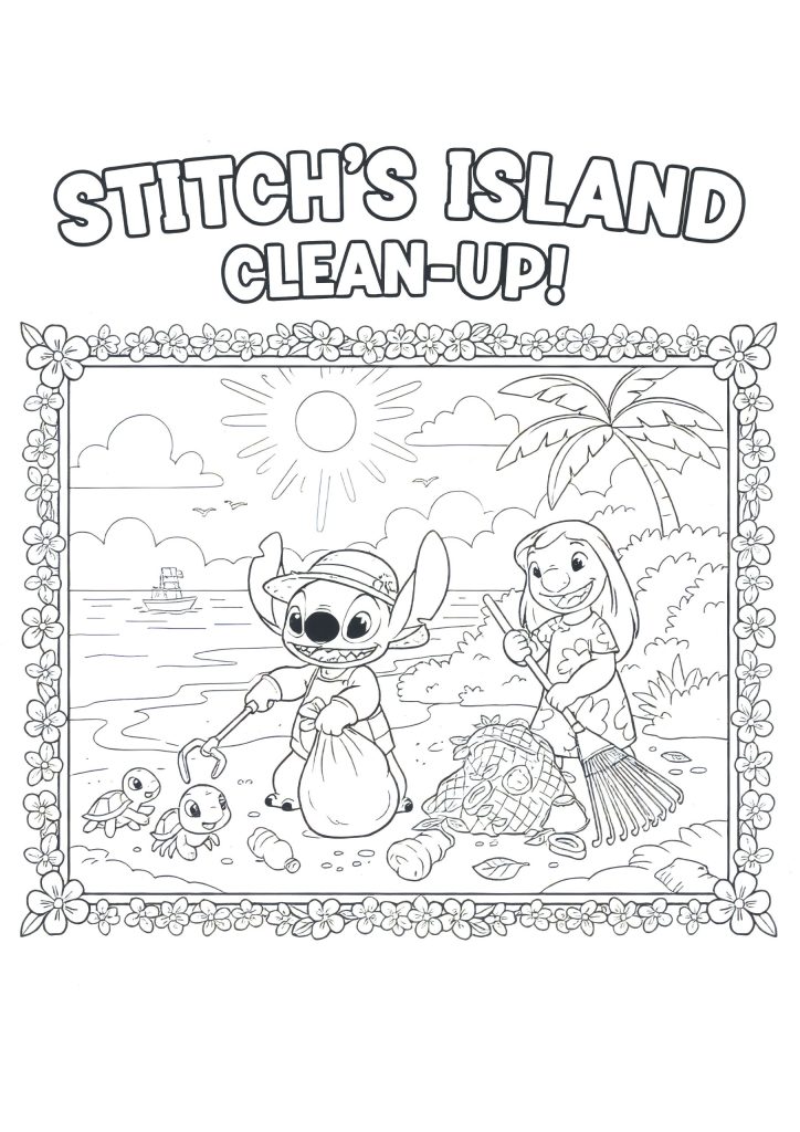 Stitch Pobarvanke Čiščenje Otoka