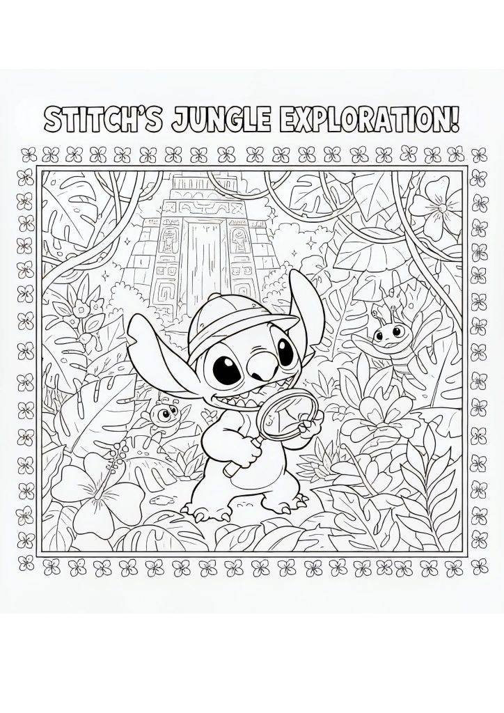 Stitch Pobarvanke Raziskujemo junglo
