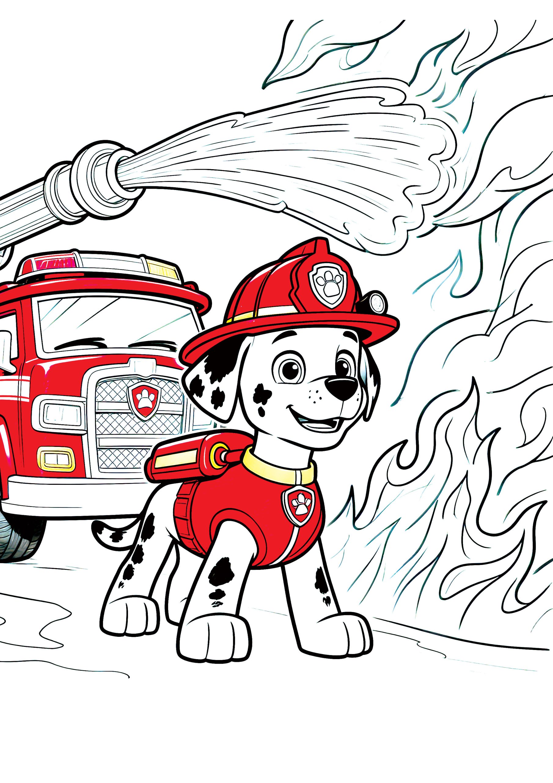 Tačke na patrulji pobarvanka pobarvajte gašenje ognja