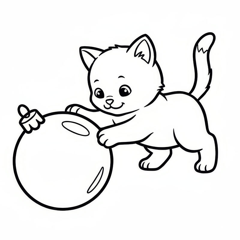 Božične Pobarvanke klasični motiv maček in okrasek