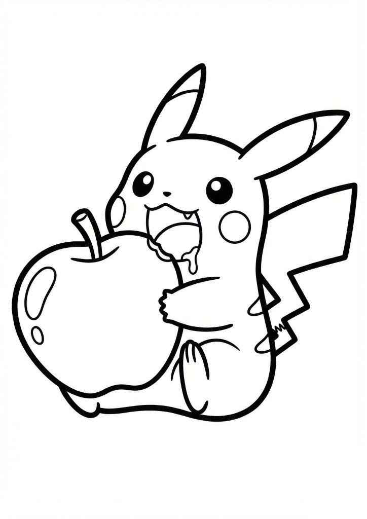 Pikachu je jabolko pobarvanka