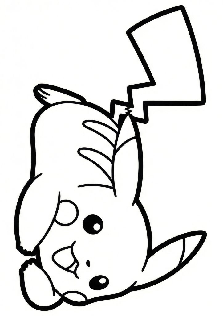 Pikachu pobarvanka ko leži na trebuhu