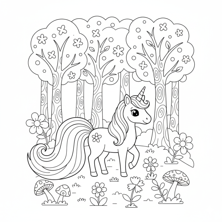 Pobarvanka Samorog v Magičnem Gozdu